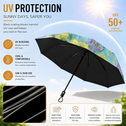 Automatic Folding Travel Umbrella for Sun & Rain - color: RIV008