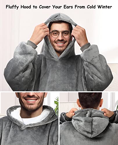 Sendowtek Hooded Wearable Blanket for Women Men 3.9ft Long, Grey - color: Grey