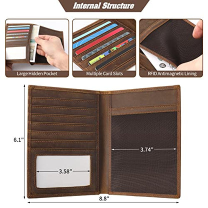 Jack&Chris Leather Passport Holder RFID Blocking Passport Travel Wallet Cover Case for Men Women Brown JC17 - color: JC17-Light Brown