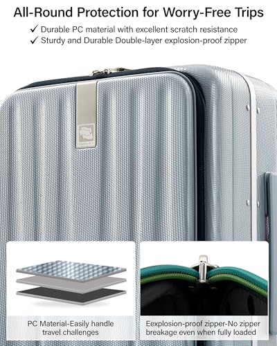 Hanke 16 Inch Small Carry On Luggage, Top Opening Aluminum Frame Suitcase - color: Grey, size: 16 Inch