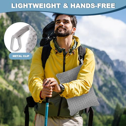 Travel Blanket Airplane Compact with Bag, Travel Essentials 3 in 1 Packable Airplane Blanket, Travel Pillow and Blanket Set, Inflatable Pillow, Luggage Sleeve & Backpack Clip (Light Grey) - color: Light Grey