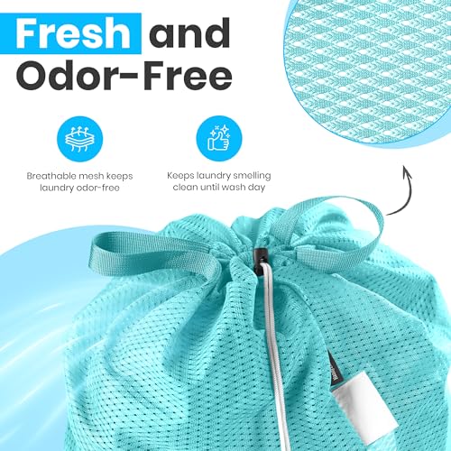 Handy Laundry Mesh XL Laundry Bag 24"x36" 2-Pack with Shoulder Strap, Teal - color: Teal, size: 2-Pack