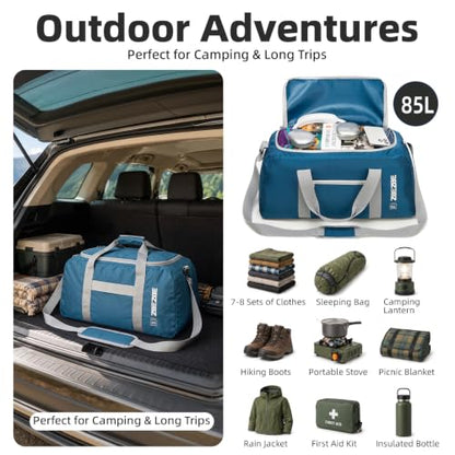 Foldable Travel Bag 85L, Extra Large Duffel for Camping & Trips - color: Navy Blue, size: 85L