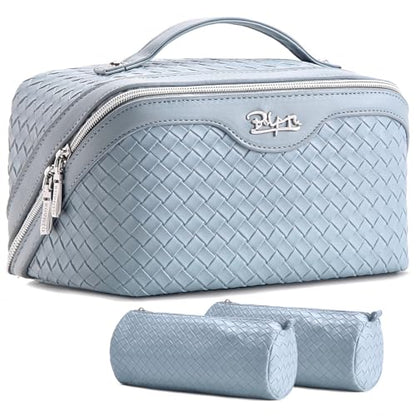 BOYATU Travel Makeup Bag Cosmetic Bags for Women: 3 Pcs Set Make up Bag - color: L05 Light Blue