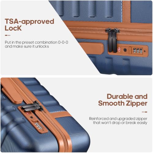 UKEIN Luggage Sets 3Piece, Carry On Luggage 20in Suitcase Set With Backpack - color: Blue, size: 3 piece set (20inch)