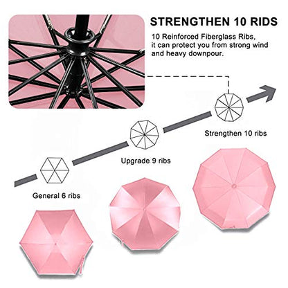 TradMall Travel Umbrella Windproof 56 Inches Canopy, Pink - color: Pink, size: 56 Inches
