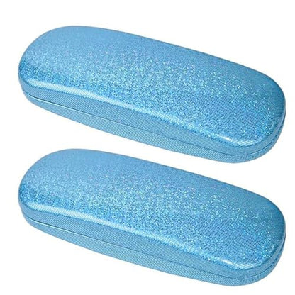 ABAJI Eyeglasses Case Kids Students Reading Glasses Organizer Hard Shell Lint Lining Snap Close Men Women Boys Girls - color: Blue Shiny