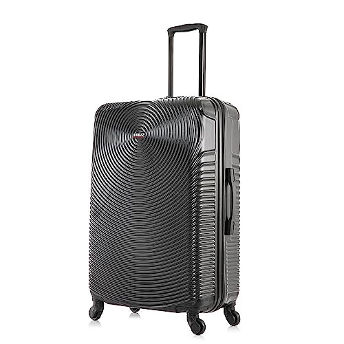 DUKAP INCEPTION Lightweight Hardside Spinner Luggage with Ergonomic Handles, Travel Suitcase with Four Spinner Wheels and Studs, 28-Inch Large Checked Luggage | Black - color: Black, size: 28 Inch