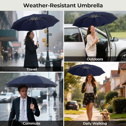 LLanxiry Compact Travel Umbrella, Windproof Automatic Umbrellas for Rain - color: Inverted-Navy