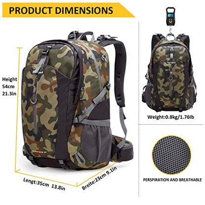 SPEEDPARK 40L Hiking Backpack, Lightweight Camping Daypack with Rain Cover - color: Camo
