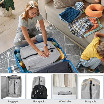 2 Pack Grid Travel Compression Bags, Space Saver Packing Bags for Luggage