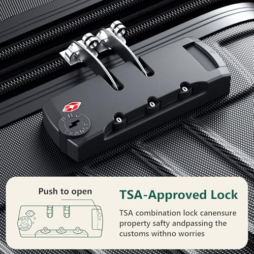 21 Inch Carry On Luggage, ABS Hardside Suitcase with Spinner Wheels, Airline-Approved Cabin Luggage with TSA Security Lock, Expandable Travel Suitcase for Flights, Business Trips & Weekend Vacations - color: Black, size: 21 IN