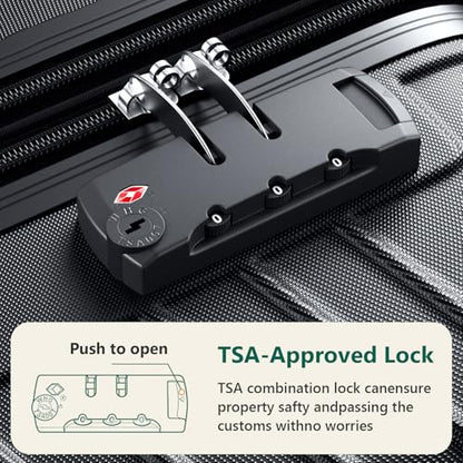 Luggage Sets 3 Piece, ABS Hardside Suitcase Set (20/24/28) with Spinner Wheels, TSA Security Lock, Airline-Approved Carry-On & Lightweight Large Checked Luggage for Business, Travel, Family Vacations - color: Black, size: 3-Piece Set (20/24/28)