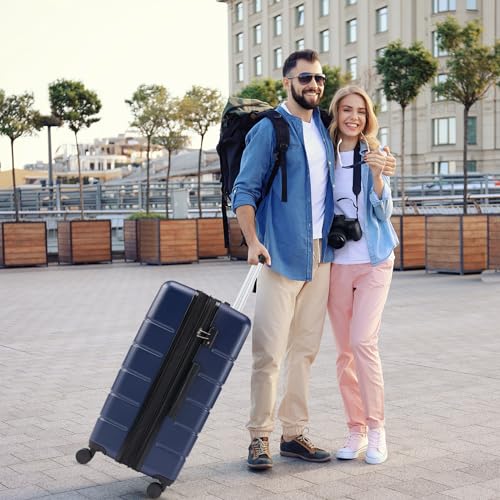 Sweetcrispy 28 Inch Checked Luggage, Suitcase with Spinner Wheels - color: Blue, size: 28 Inch