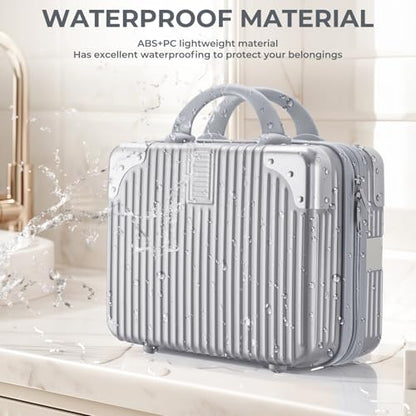 14 Inch Hard Shell Cosmetic Case, Mini Carrying Makeup Suitcase, Silver - color: Silver - Rectangle