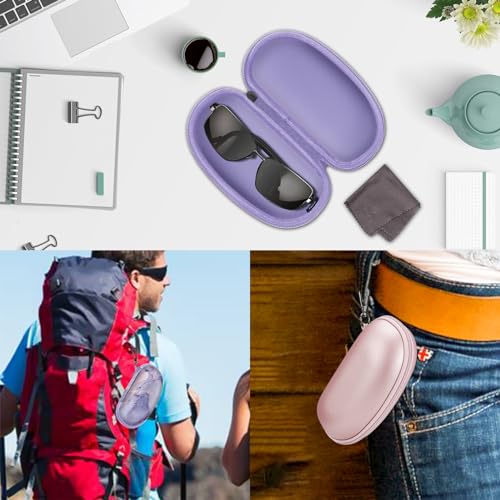 FINTIE Sunglasses Case with Carabiner, Hard Shell Shockproof Sport Glasses - color: Lilac Marble