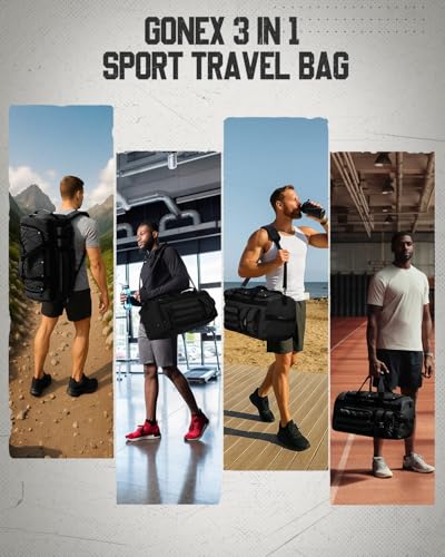 Gonex 45L 3-in-1 Duffel Bag for Gym & Travel - color: Black, size: 45L
