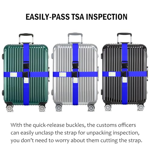 Ultra Long Heavy Duty Luggage Straps for Suitcases/Uprights/Duffels/Bags, 79" Adjustable Travel Packing Belts for Cargo Safety, Sturdy Baggage Strap Belts Multi-Pack