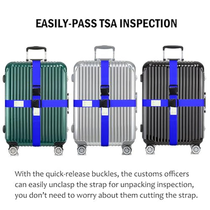 Ultra Long Heavy Duty Luggage Straps for Suitcases/Uprights/Duffels/Bags, 79" Adjustable Travel Packing Belts for Cargo Safety, Sturdy Baggage Strap Belts Multi-Pack