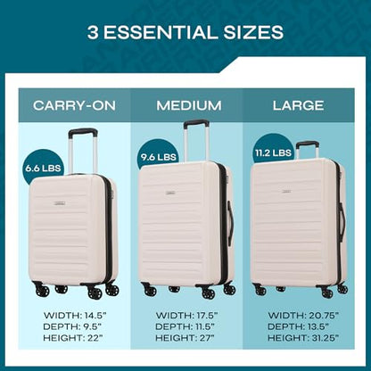 Westridge Hardshell Luggage Set - 3 Piece Set - 20" Carry-On, 24” & 28” Checked Luggage Set with 360° Spinner Wheels - Expandable Suitcases for Extended Travel - Durable ABS Shell - Light Pink - color: Light Pink, size: 3PC SET (CO/M/L)