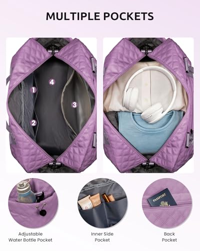 Women's Gifts-Personalized Duffle Bag with Shoe Compartment - color: Purple, style: T