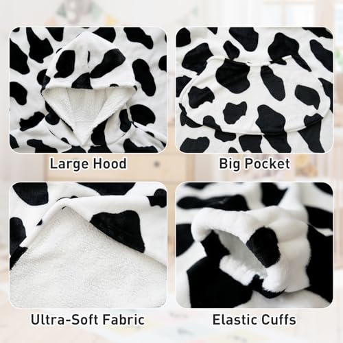 Moinlizy Oversized Wearable Blanket Hoodie for Women Men - color: Cow