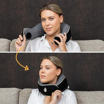 Neck Pillow Airplane - Travel Pillow - Comfortable and Ergonomic Memory Foam - Airplane Pillow with 360° Head & Neck Support - Black - color: Black
