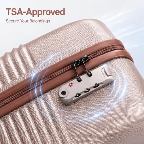 CONCEPTEN Luggage Sets 5 Piece, ABS+PC Hardshell Suitcases with Wheels - color: Champagne Gold, size: 5 Piece Sets (20/24/28/Db/Tb)