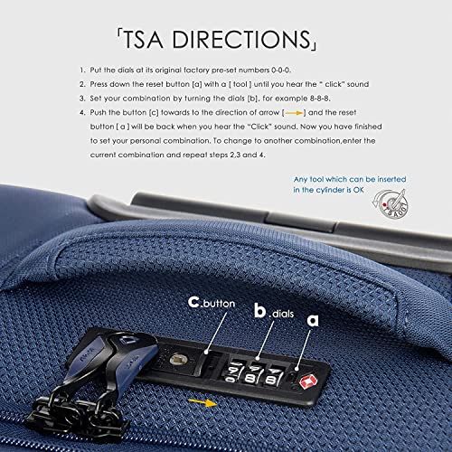 Verage Toledo 3 Pieces Luggage Sets, Softside Expandable Spinner Wheel Suitcase with Flashlight, Navy, 3-Piece Set(20/24/29) - color: Navy, size: 3-Piece Set (20/24/29)