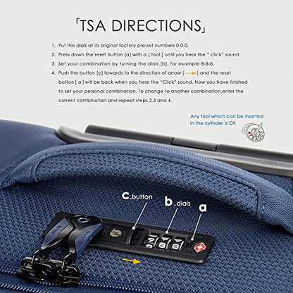 Verage Toledo 3 Pieces Luggage Sets, Softside Expandable Spinner Wheel Suitcase with Flashlight, Navy, 3-Piece Set(20/24/29) - color: Navy, size: 3-Piece Set (20/24/29)