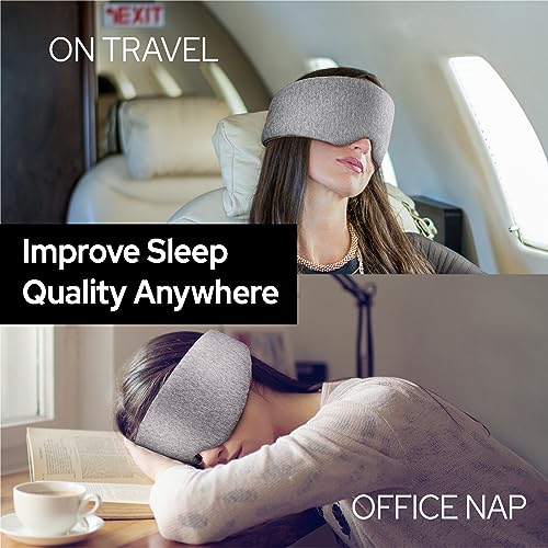 Cotton Sleep Eye Mask for Men and Women, 100% Blocking Light Sleeping Mask - color: Grey