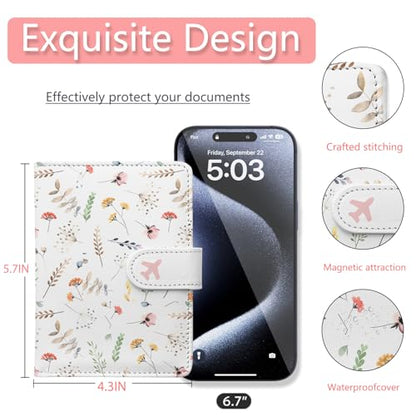 Passport Holder, Cute Travel Wallet Cover with RFID Blocking, Flower - color: A-Twig