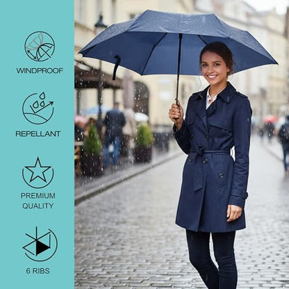 Knirps U.200 Ultra Light Duomatic Automatic Open Rain Umbrella - Compact Windproof Travel Umbrella for Adults - 97cm Diameter Retractable With Carrying Case - color: Malibu