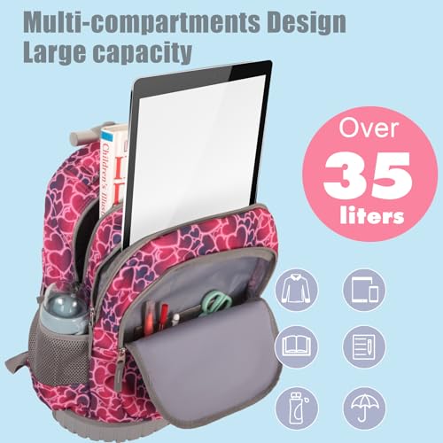 Tilami Rolling Backpack for Boys and Girls,Hearts - color: Hearts