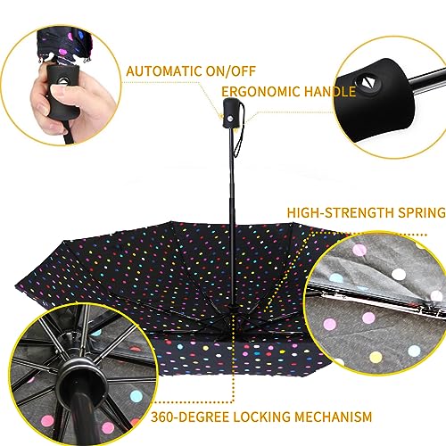 MRTLLOA Travel Essentials Mini/Compact Umbrella for Purse - color: Black Dots, size: 42 Inch