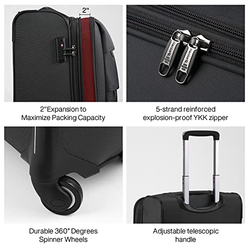 Hanke 20/24/28 Inch 3 Piece Luggage Set with Spinner Wheels Expandable Luggage Large Suitcases with Wheels Softside Checked Luggage Rolling Suitcase with Lock Lightweight Travel Luggage.(Dark Gray) - color: Dark Gray, size: 3-Piece Set (20-Inch, 24-Inch,