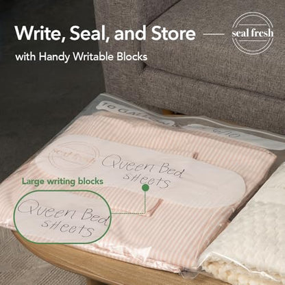 Seal Fresh 10 Gallon Large Plastic Storage Bags - 24 x 24 Inch (30 Count) - Reusable Write-On XXL Extra Large Big Oversized Clear Jumbo Zip Top Bags with Sealable Zipper for Clothes, Travel, Moving - size: 10 Gallon - 30 Pack