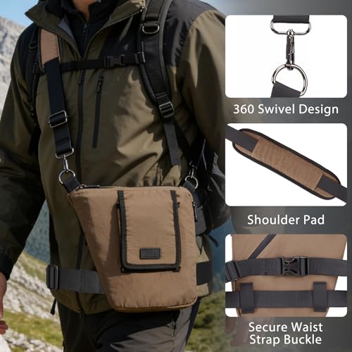 Janhavi Anti Theft Crossbody Sling Bag Travel Waterproof Shoulder Pack with RFID Blocking，EDC Bag for Outdoor Sport - color: Brown