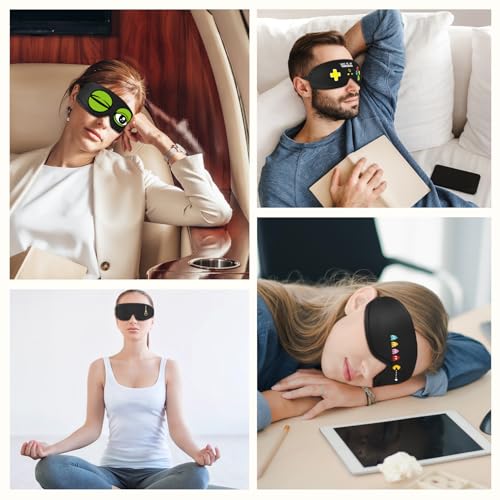 Funny 3D Zero Pressure Sleep Eye Mask for Men Women Side Sleeper, Adjustable Blackout Soft Breathable Eye Masks for Travel Nap Night Sleep, Funny Christmas Humorous Gift Stocking Stuffers - color: Game