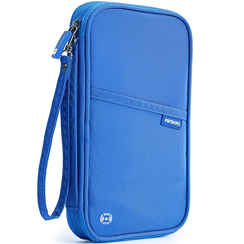 VanFn RFID Travel Passport Wallet, Family Passport Holder, Trip Document Organizer P.Travel Series (Nylon - Blue) - color: Blue