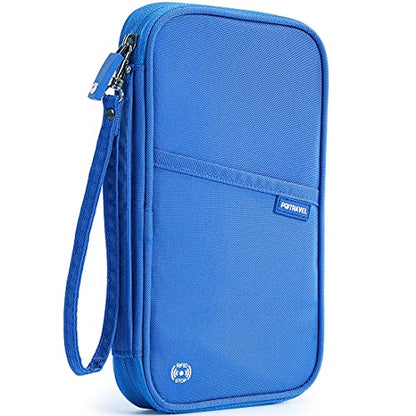 VanFn RFID Travel Passport Wallet, Family Passport Holder, Trip Document Organizer P.Travel Series (Nylon - Blue) - color: Blue