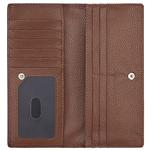 Lavemi Ultra Slim Thin Leather Women Wallet RFID Blocking Credit Card Holder Bifold Long Ladies Billfold - color: 2- Coffee