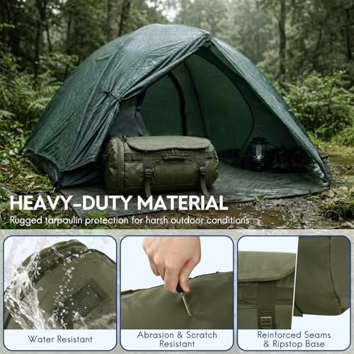 Haimont Heavy Duty Convertible Travel Duffel Backpack, Army Green, 45L - color: Green, size: 45L