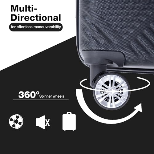 Tripcomp Carry-on Luggage Set 2 Piece Hardside Suitcase With Spinner Wheels - color: Black-2, size: 2 Piece Set(14/20)