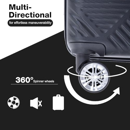 Tripcomp Carry-on Luggage Set 2 Piece Hardside Suitcase With Spinner Wheels - color: Black-2, size: 2 Piece Set(14/20)