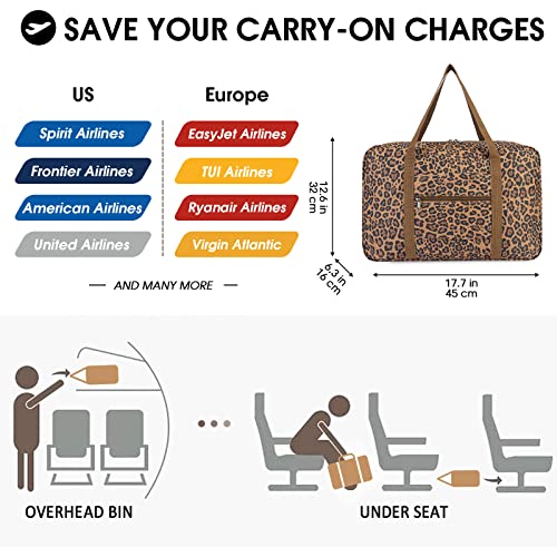 WANDF Personal Item Travel Bag, Carry On Duffle Bag Women - color: Brown