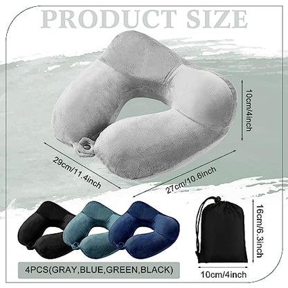 Sintuff 4 Pack Inflatable Neck Pillow for Airplane Travel,Multi Color - color: Multi Color