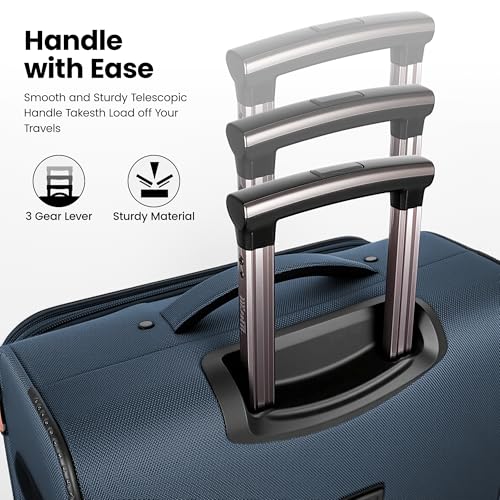 30'' Suitcase w/Double Spinner Wheels,TSA LOCK,Expandable - color: Navy, size: Checked-Large 30-Inch