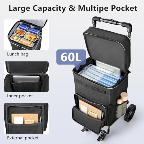 KEDSUM 250LBS Rolling Teacher Bag with Detachable Trolley, 2.12 Cu.Ft