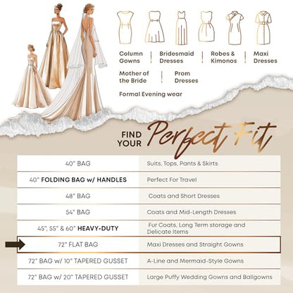 Your Bags 72" Long Wedding Dress Bag for Gowns & Dresses, ID Window - color: Black & White Dress